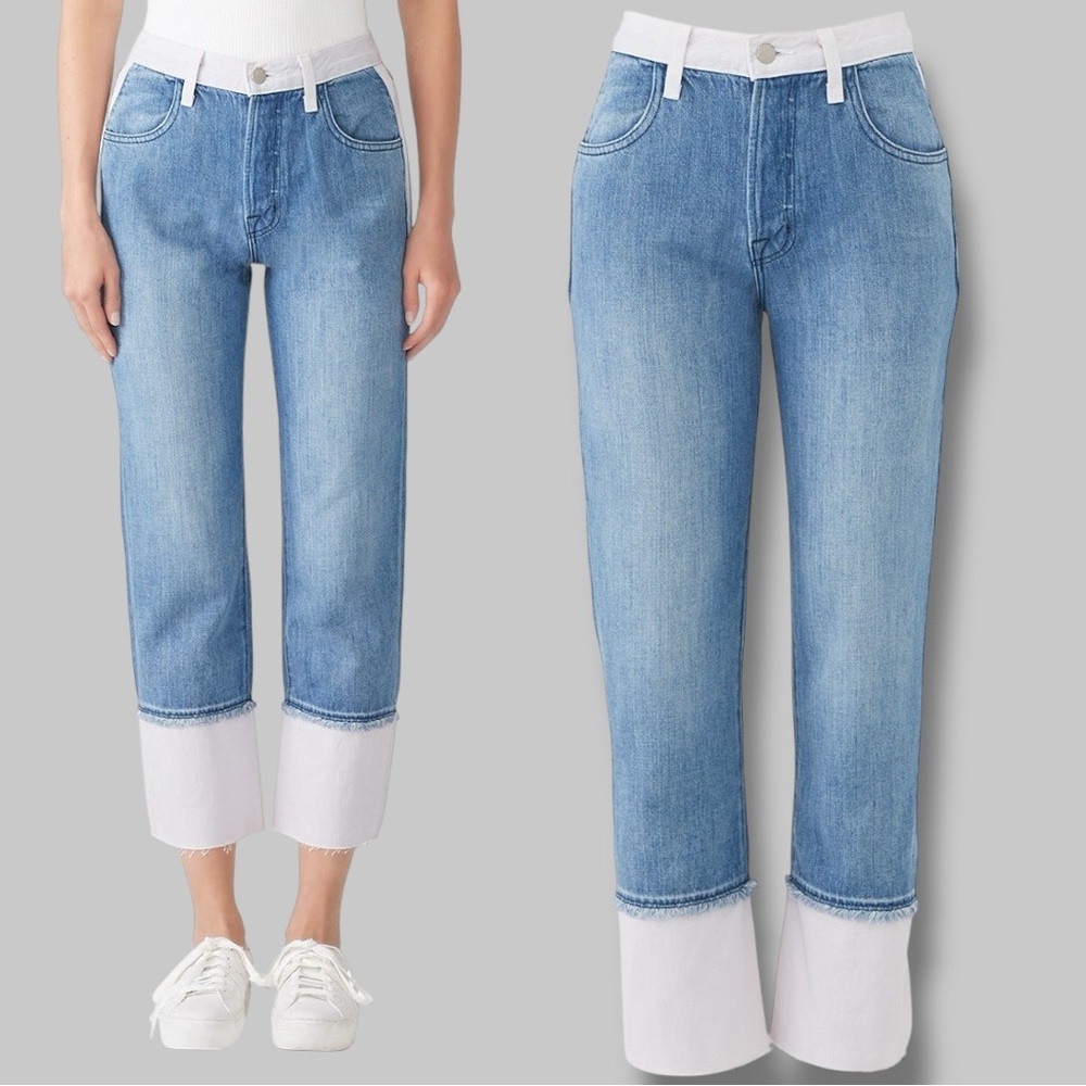 J Brand Straight Cropped Wynne Jeans with White Accents